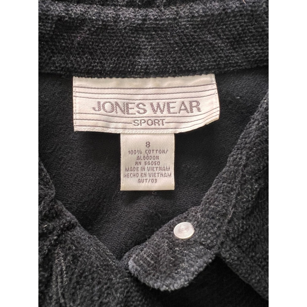 Jones Wear Sport Black Trucker Jacket Women Size 8 Cotton Button Up - Picture 3 of 7
